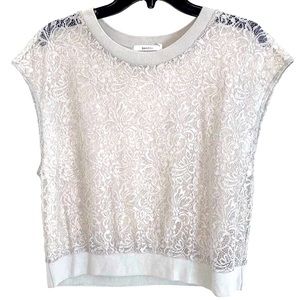 BAILEY 44 Sheer Lace Gray Sleeveless Blouse Size Large